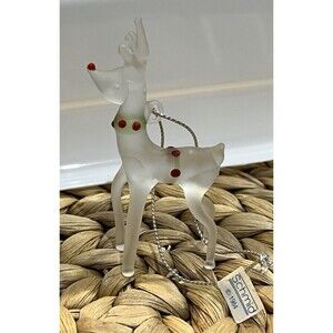 Schmid 1984 Rudolph Reindeer Christmas Frosted Handblown Glass Ornament RARE